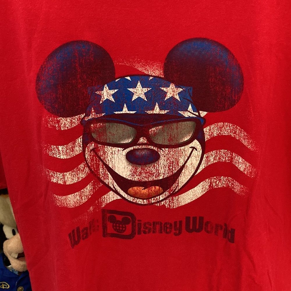 Walt Disney World Parks Patriotic Mickey Mouse T Shirt XL Red Flag Biker USA - Picture 2 of 6